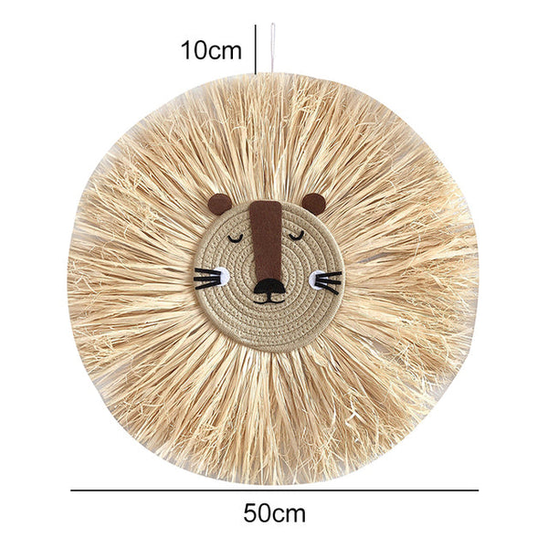 Raffia Animal Face Wall Hanging Children Bedroom Decorations Posters & Wall Hangings