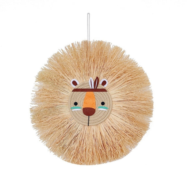 Raffia Animal Face Wall Hanging Children Bedroom Decorations Posters & Wall Hangings