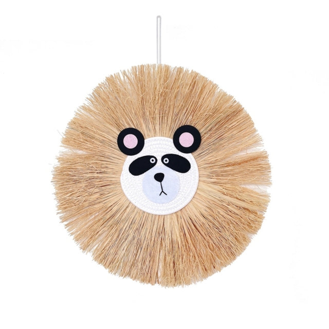 Raffia Animal Face Wall Hanging Children Bedroom Decorations Posters & Wall Hangings