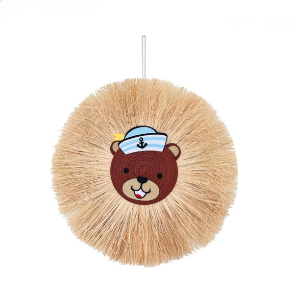 Raffia Animal Face Wall Hanging Children Bedroom Decorations Posters & Wall Hangings