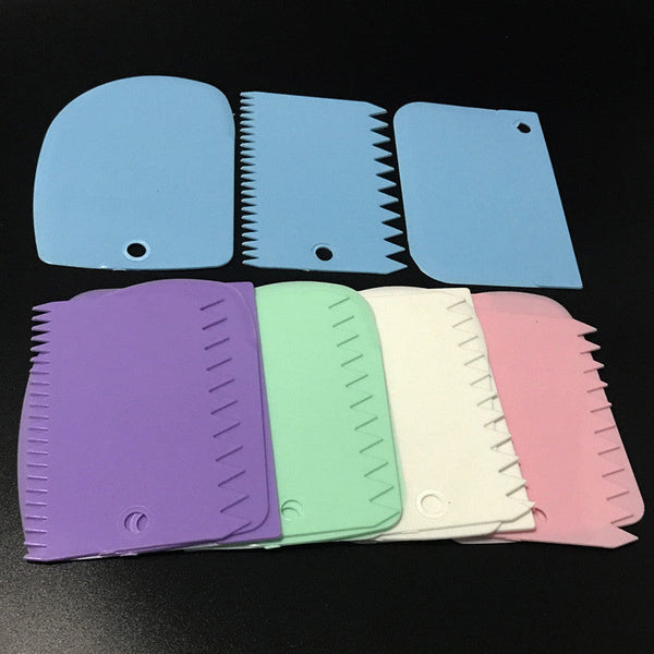 3Pcs Dough Cutter Ice Cream Fondant Scraper Baking Decorating Tools Cake Scrapers