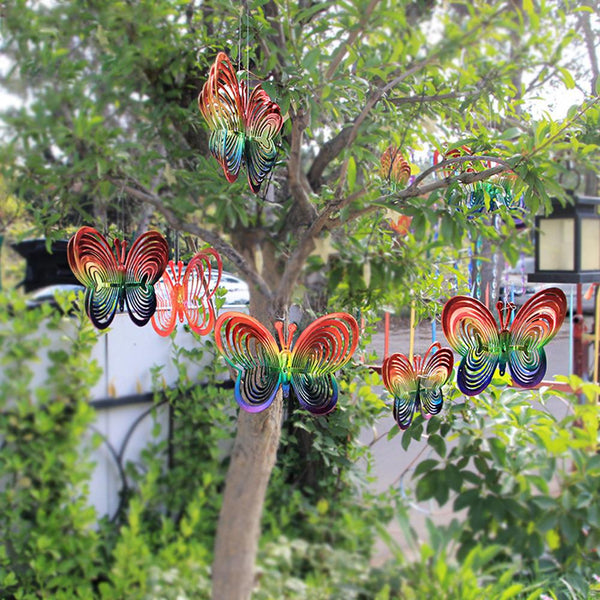 Reflective Rainbow Butterfly Windmill Outdoor Garden Decor Windmills & Wind Spinners