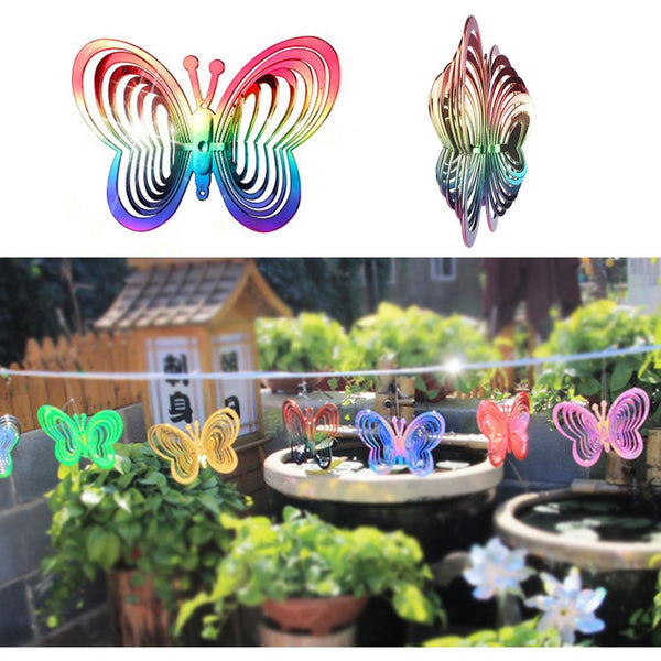 Reflective Rainbow Butterfly Windmill Outdoor Garden Decor Windmills & Wind Spinners