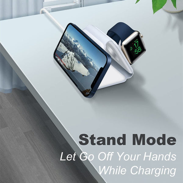 Magnetic 3 In 1 Fast Wireless Charger 15W Foldable Charging Station For Iphone 13 12 Pro Max Mini Iwatch 7 6 Se Airpods Chargers & Cradles