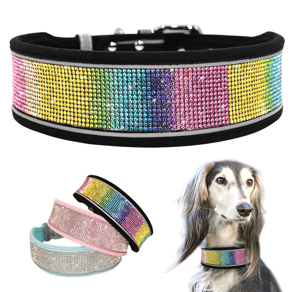 Reflective Bling Rhinestone Diamond Soft Dog Collars