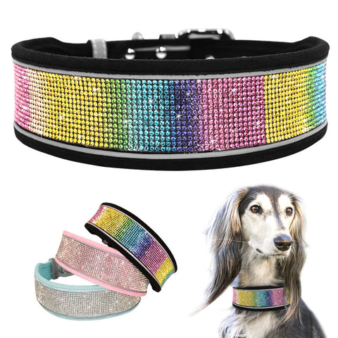 Reflective Bling Rhinestone Diamond Soft Dog Collars