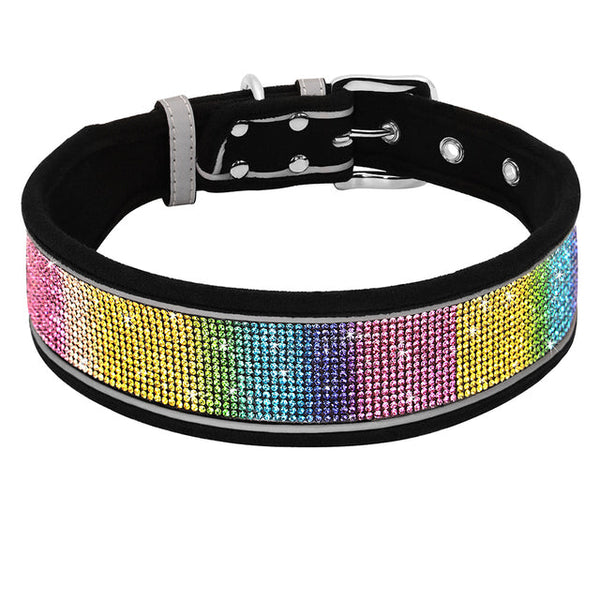 Reflective Bling Rhinestone Diamond Soft Dog Collars