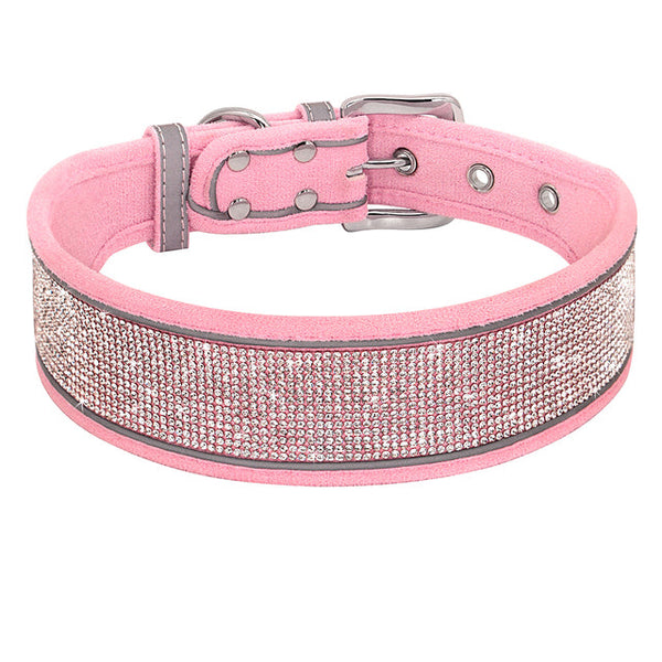 Reflective Bling Rhinestone Diamond Soft Dog Collars