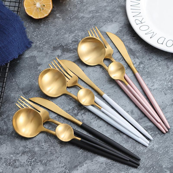 Gold Dipped Elegant Cutlery Flatware Cutlery Sets