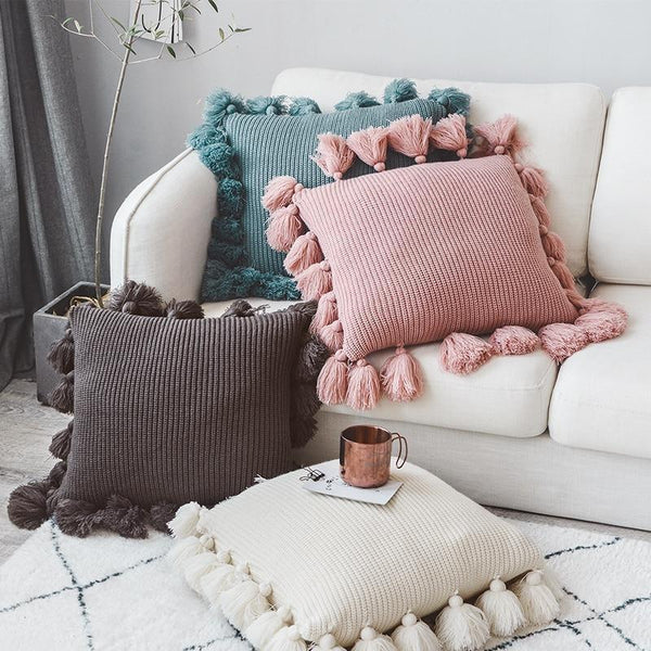 Tassel Knit Pillow Cushion Covers Cushions & Decorative Pillows