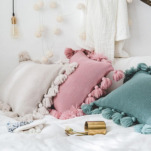 Tassel Knit Pillow Cushion Covers Cushions & Decorative Pillows