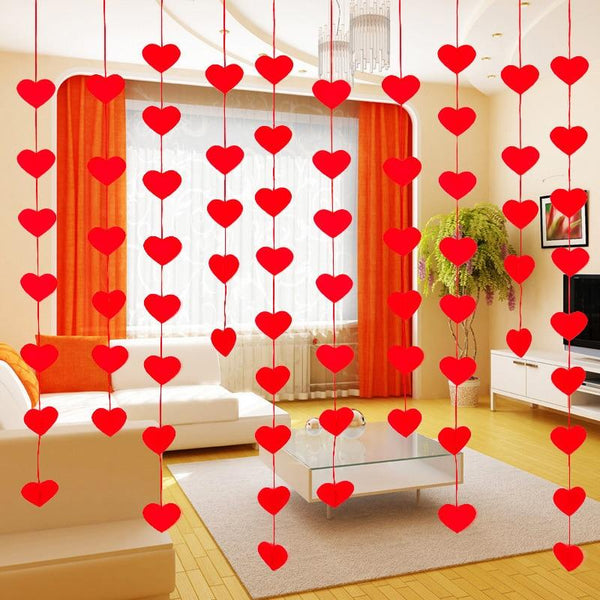 Romantic Diy Red Love Heart Garlands 16 Hearts With Rope Decorations Flowers Petals & Garlands