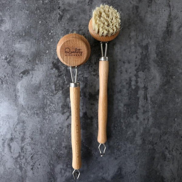 Natural Wood Dish Brush Kitchen Sink Accessories