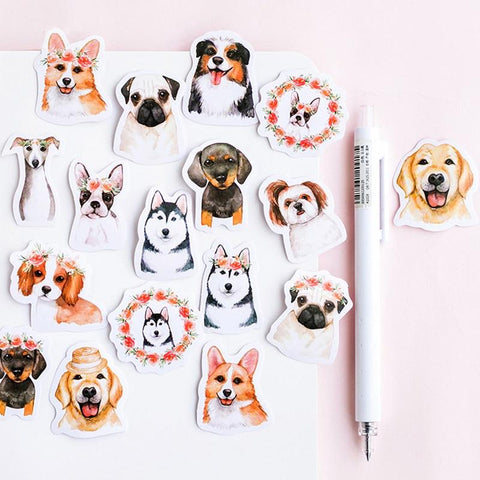 46Pcs Cute Dog Animal Stickers Diary Journal Scrapbooking Craft Supplies
