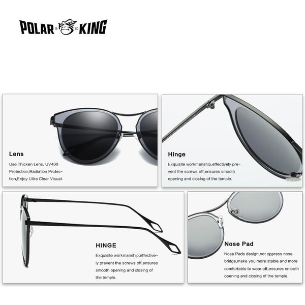 Black Designer Fashion Metal Frame Polarized For Women Sunglasses