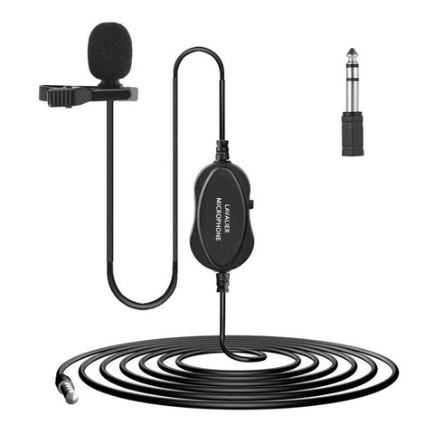 Professional 3.5Mm Recording Condenser Lavalier Microphone Black