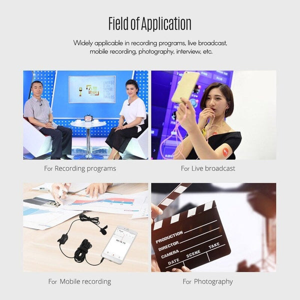 Professional 3.5Mm Recording Condenser Lavalier Microphone Black Microphones & Wireless Systems