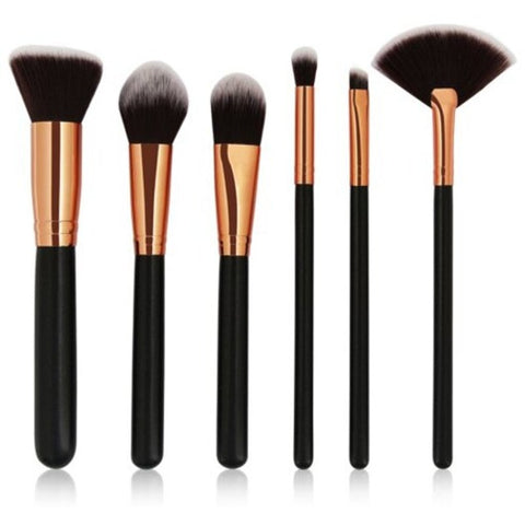 Professional 6 Pcs Ultra Soft Makeup Set Black Brushes