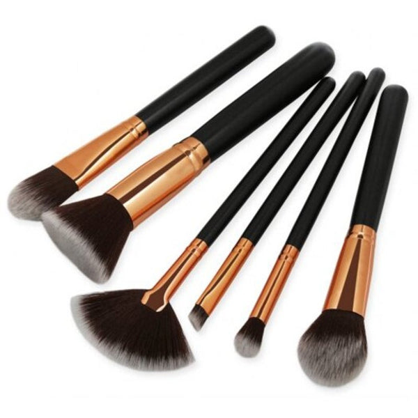 Professional 6 Pcs Ultra Soft Makeup Set Black Brushes