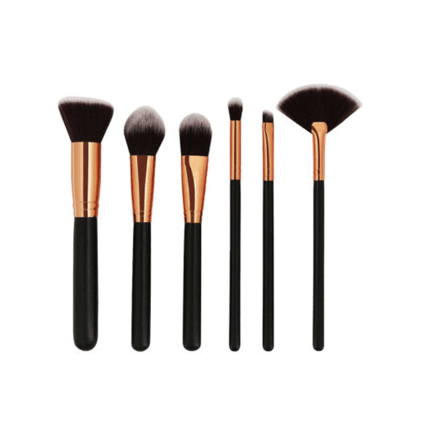 Professional 6 Pcs Ultra Soft Makeup Set Black Brushes