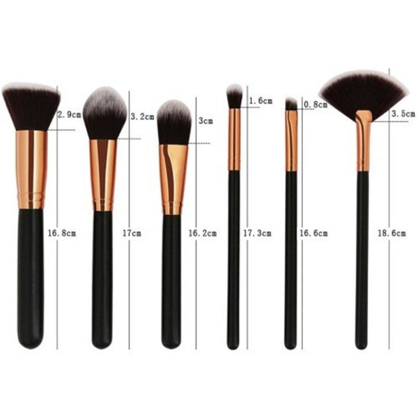 Professional 6 Pcs Ultra Soft Makeup Set Black Brushes