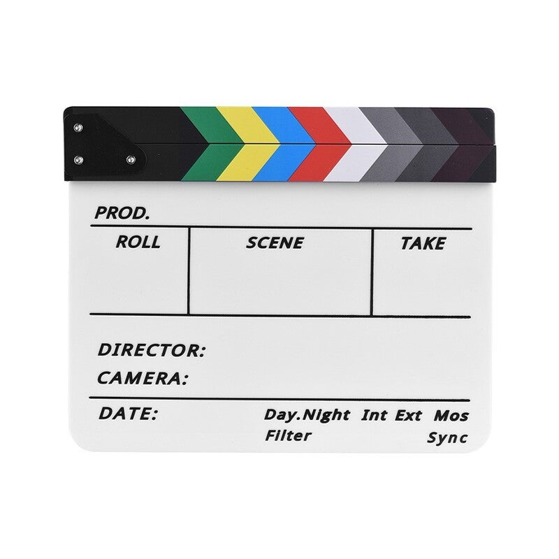 Professional Acrylic Clapboard Dry Erase Tv Film Movie Director Cut Action Scene Clapper Board Slate With Marker Pen Movie Camera Accessories