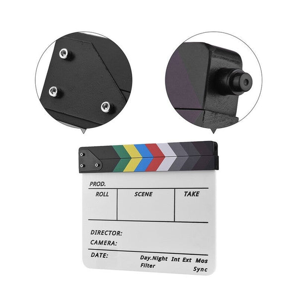 Professional Acrylic Clapboard Dry Erase Tv Film Movie Director Cut Action Scene Clapper Board Slate With Marker Pen Movie Camera Accessories