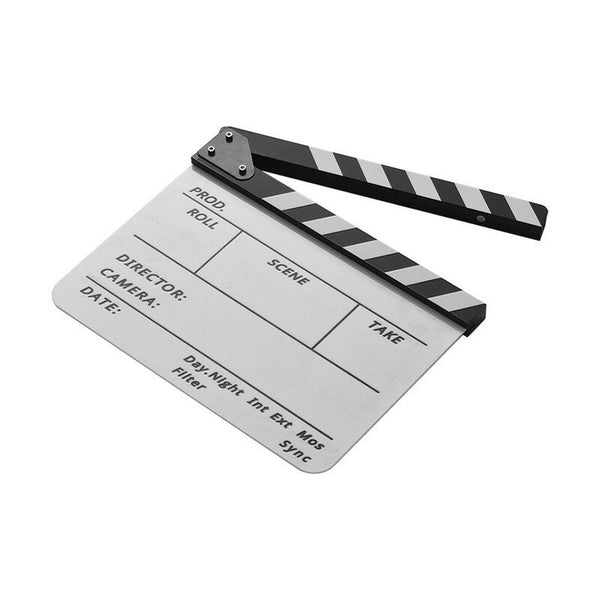 Professional Acrylic Clapboard Dry Erase Tv Film Movie Director Cut Action Scene Clapper Board Slate With Marker Pen Eraser White Black Movie Camera A
