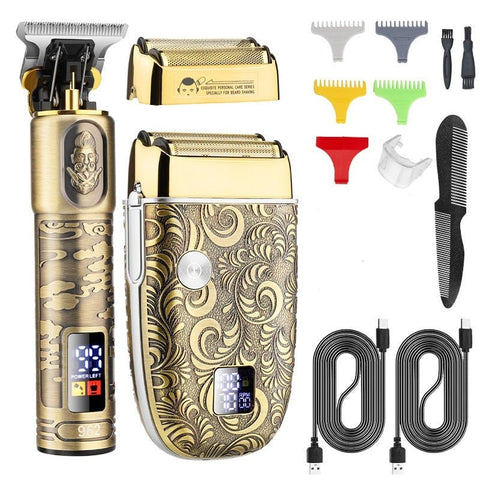 Professional Hair Clippers Set T Blade Trimmer For Men Barber Electric Shavers Cordless Beard Razor Kit