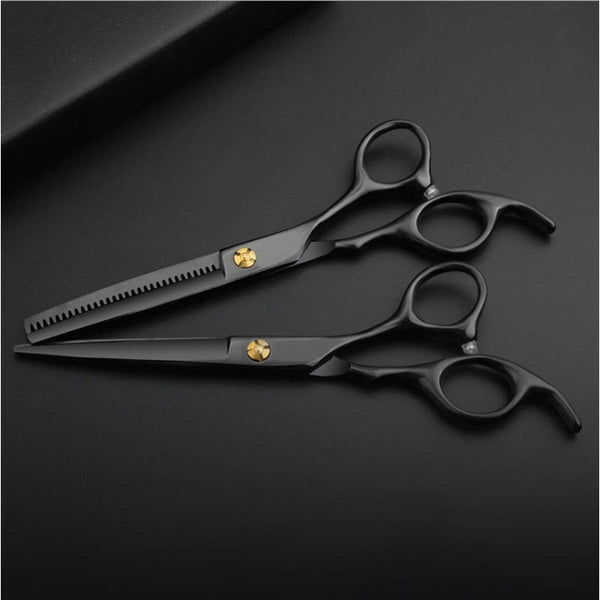 Professional Hair Cutting Scissors 9 Pcs Barber Thinning Dressing Shears Stainless Steel For Salon Black 6 Inch Sets & Kits