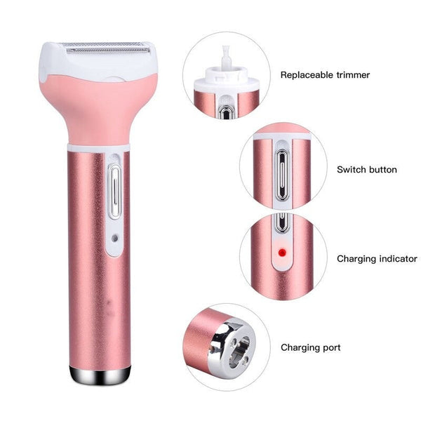 Professional Rechargeable Female Shaver Eyebrow Body Nose Ear Beard Hair Trimmer Set Lady Facial Remover Razor Machine