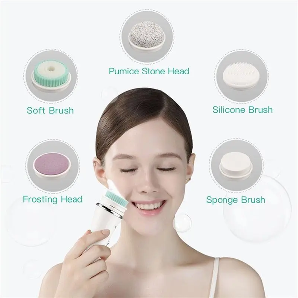 Professional 5 In 1 Facial Cleansing Brush Electric Wash Cleaner Wet / Dry Massage Pore Deep Cleaning Dead Skin Exfoliating Facial Cleansing Devices