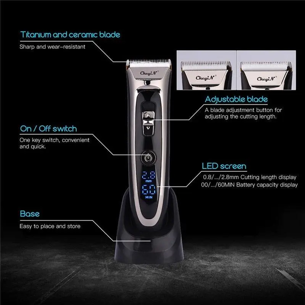 Professional Digital Hair Trimmer Rechargeable Electric Men's Clippers