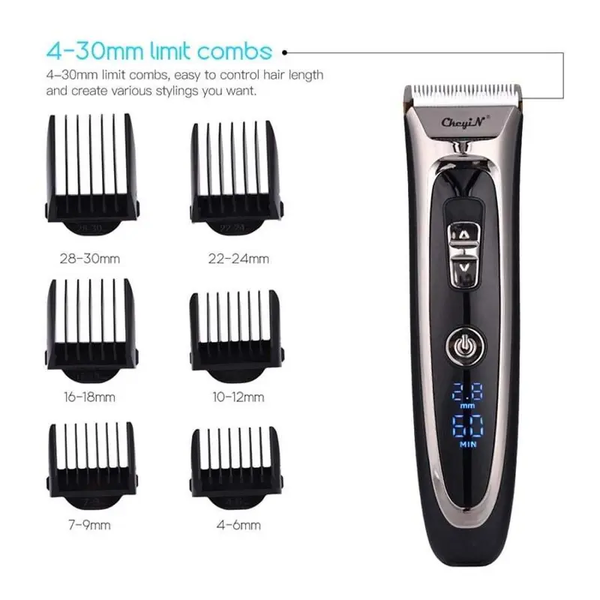 Professional Digital Hair Trimmer Rechargeable Electric Men's Clippers