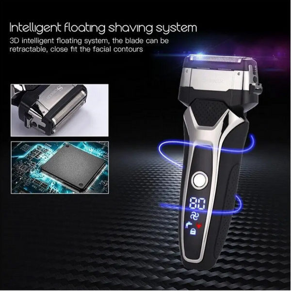 Professional Turbocharged Men's Electric Shaver 3D Floating Blade Wet Dry Usb Rechargeable Razor Fast Safe Led Beard Trimmer Men's Shavers