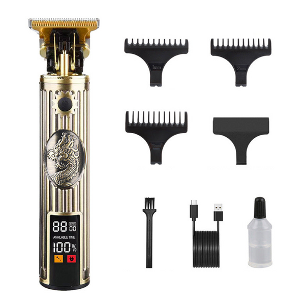 Elosung Professional Dragon Design Hair Trimmer Digital Display Cordless With Guards And Usb Charging Clippers & Trimmers