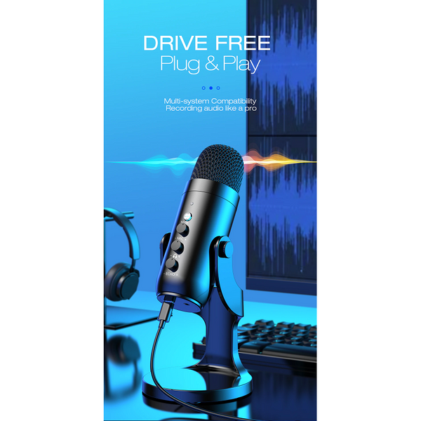Professional Usb Condenser Desktop Microphone Studio Recording Pc Computer Gaming Streaming Podcasting