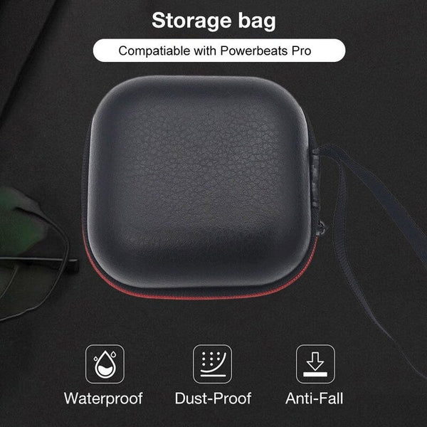 Protective Case Cover Portable Wireless Earphones Storage Bag Eva Leather Compatible With Beats Powerbeats 2019 Black Earbud Cases