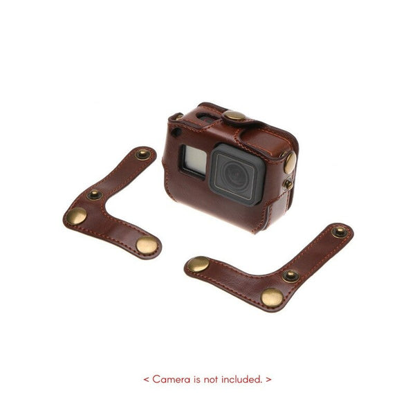 Protective Case For Gopro Hero 6 5 Action Camera Pu Leather Shell Cover Bag Khaki