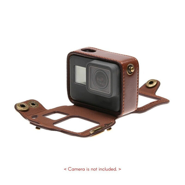 Protective Case For Gopro Hero 6 5 Action Camera Pu Leather Shell Cover Bag Khaki