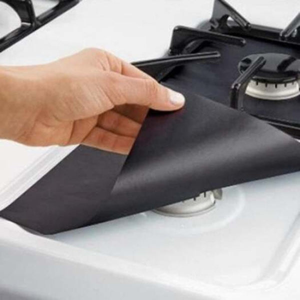 Protective Cleaning Mat 4Pcs / Pack Black Stove Burner Covers