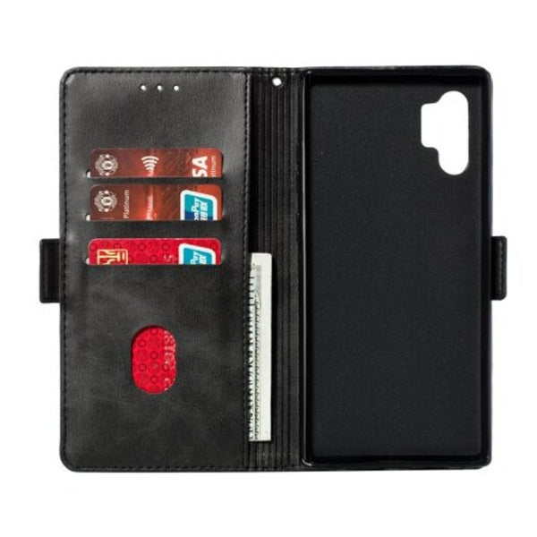 Pu Leather Flip Wallet Phone Case For Samsung Galaxy Note 10 / Plus Black