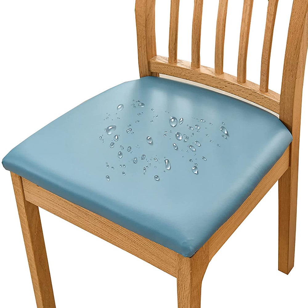 Pu Leather Stretch Chair Seat Cover Solid Waterproof Oilproof Dining Protector Chair Covers