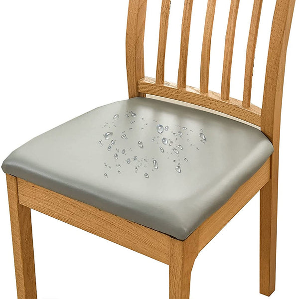 Pu Leather Stretch Chair Seat Cover Solid Waterproof Oilproof Dining Protector Chair Covers