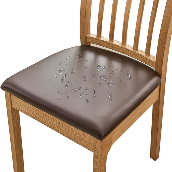 Pu Leather Stretch Chair Seat Cover Solid Waterproof Oilproof Dining Protector Chair Covers
