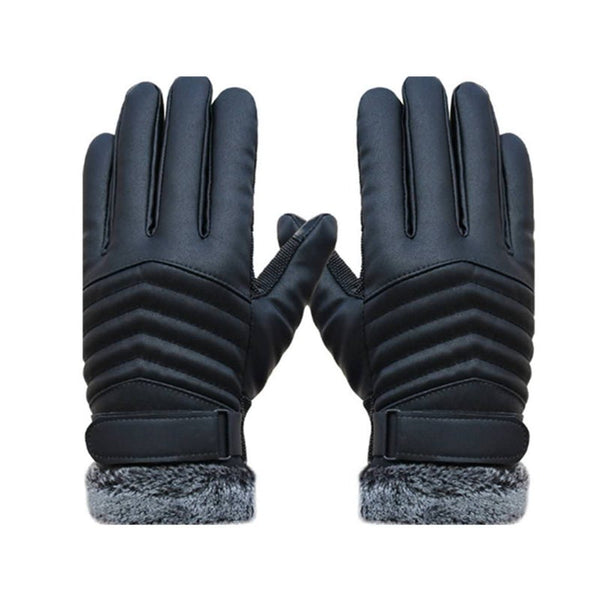 Pu Leather Winter Warm Gloves Windproof For Skiing Bicycling Hiking