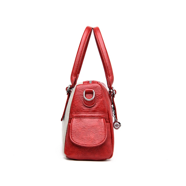 Pu Leather Fashion Stitching Color Shoulder Bags Woman Casual Women's Handbags
