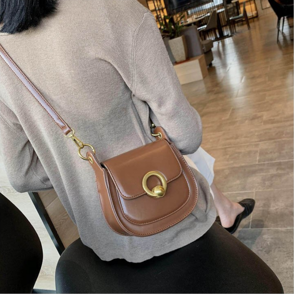 Pu Leather Saddle Fashion Shoulder Simple Bag Lady Solid Colour Handbags Women's Bags & Handbags
