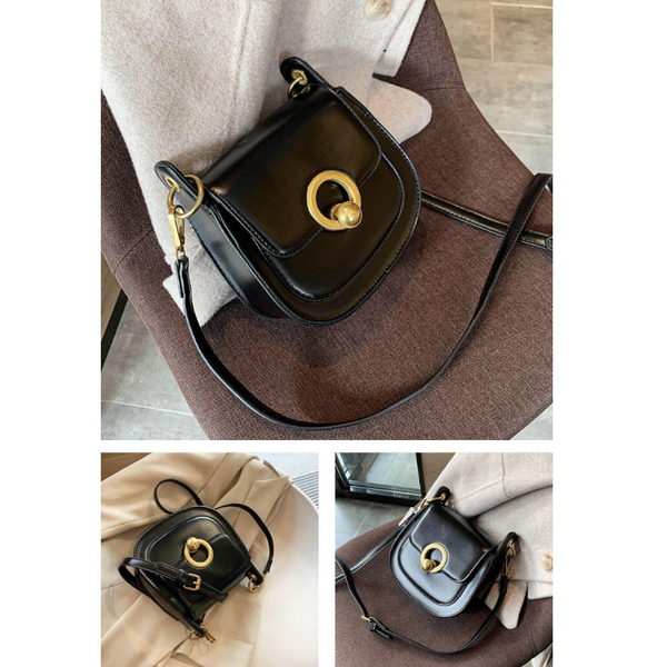 Pu Leather Saddle Fashion Shoulder Simple Bag Lady Solid Colour Handbags Women's Bags & Handbags