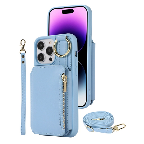 Pu Leather Phone Case Crossbody Cover Wallet Purse With Rfid Blocking Card Holder For Iphone 14 Series